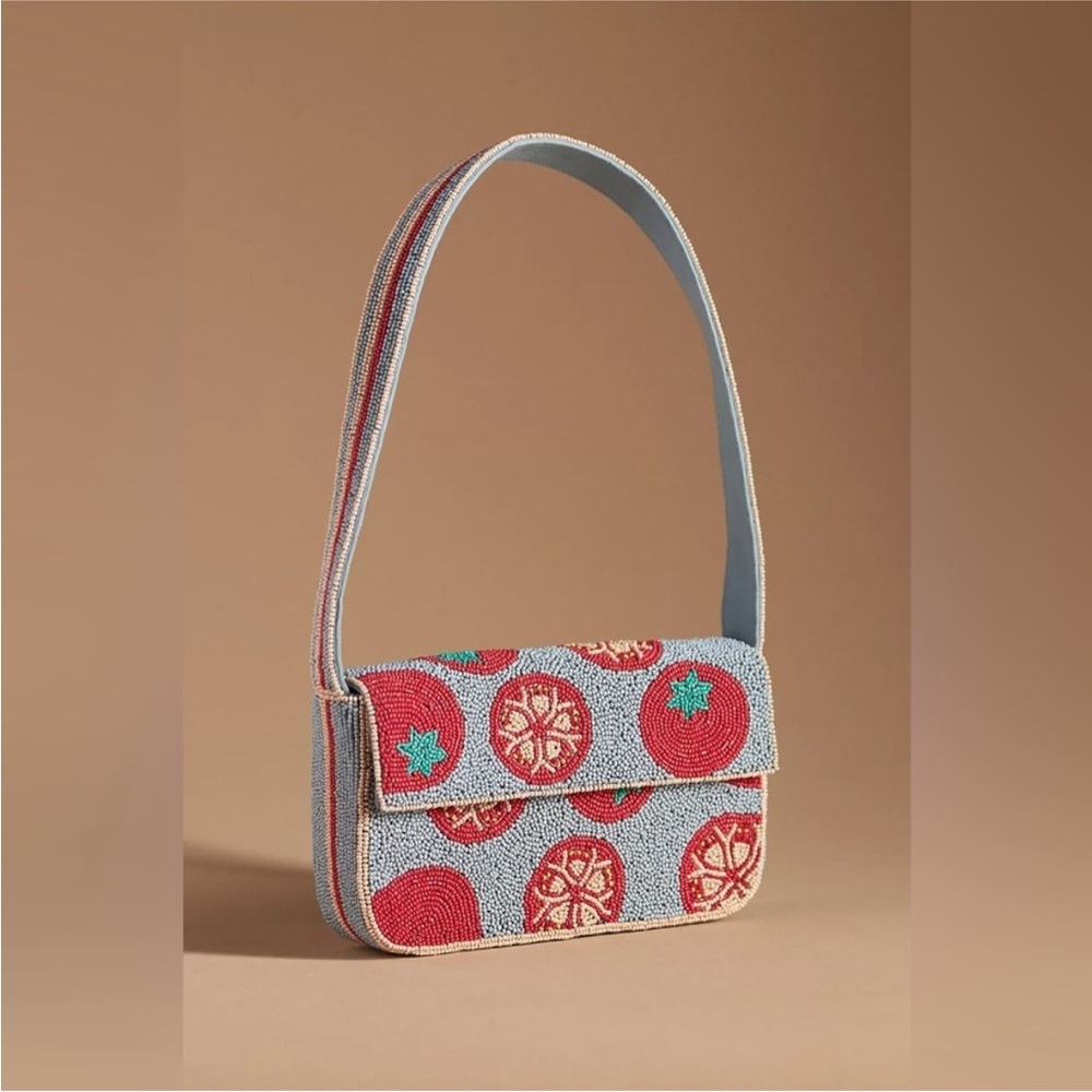 Anthropologie The Fiona Beaded Bag: Veggie Edition - Tomato